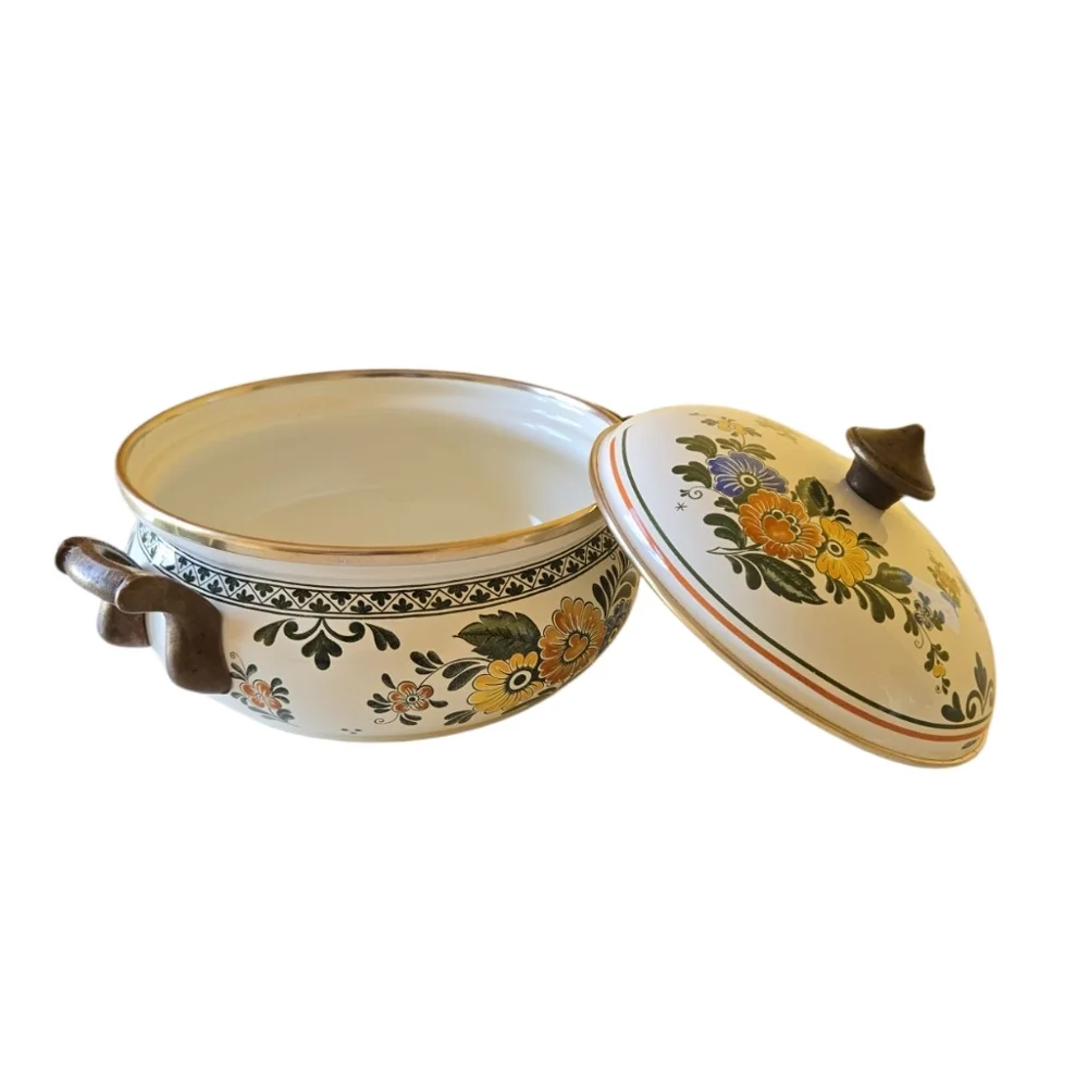 Villeroy & Boch Alt Amsterdam Florals: Metal Casserole & Lid 3Qt Enamel Dish Pan